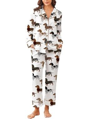 Sheshow doggie print long sleeve silky pajama set size XXL PJ1-4‼️LAST ONE LEFT